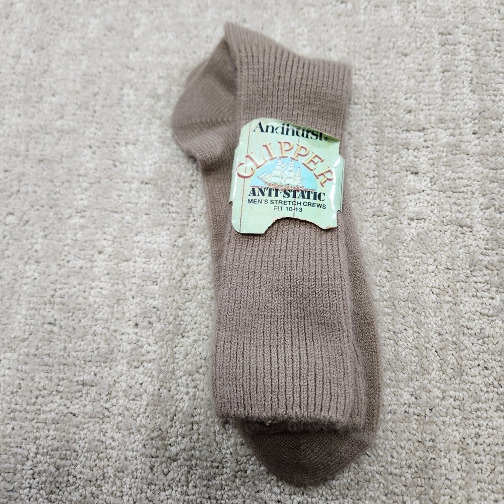 Vintage 70s NOS Socks Men 10-13‎ Anti Static Stretch Crew Andhurst Clipper